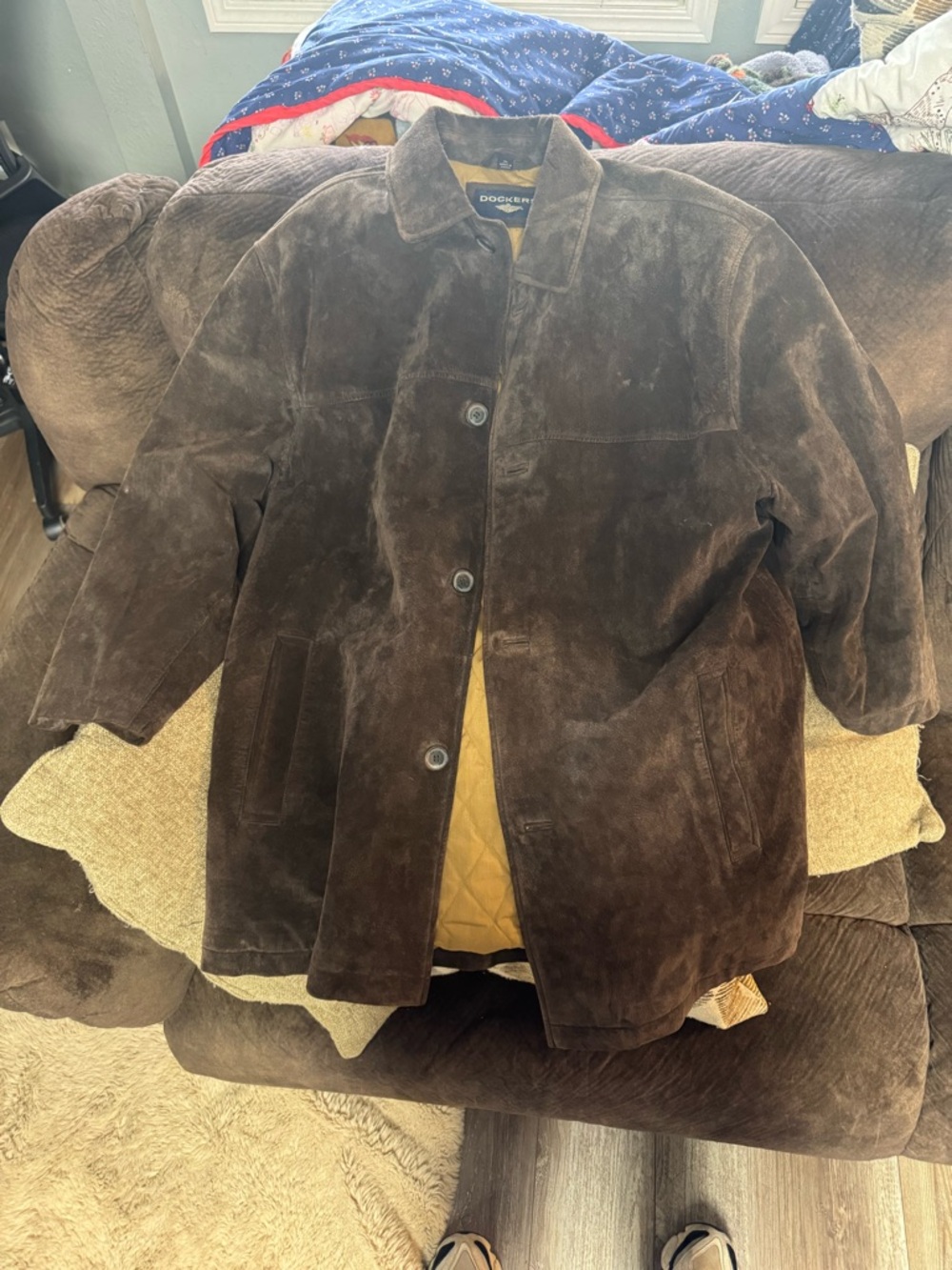 Dockers Brown Coat with Quilted Gold Lining